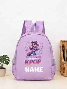 1pc Back To School Personalized Customized Backpack, Casual Versatile K-POP Theme Print, Zipper Closure Nylon Material, Adjustable Shoulder Straps, Hand-Carry, Suitable For School, Commuting, Shopping, Daily Use. Birthday Gift. - One Size - View 11
