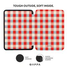 GIIPPA 1pc Colorfule Beige Gingham Checkered Kindle Case With Adjustable Hand Strap, Auto Wake & Sleep PU Leather E-Reader Cover Compatible With Kindle Paperwhite 5/6/7/10/11/12 Gen, Kindle Colorsoft 1st Gen, Basic Kindle 8/10/11 Gen All Kids & Signature Editions, Perfect Christmas Valentine Thanksgiving Halloween Birthday Gift For Book Lovers Girls Traditional Asian Retro Minimalist Aesthetic - Multicolor 5 - View 3