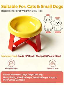1pc Elevated Plastic Pet Bowl, Color Block Design Raised Feeding Dish With Neck Support, Cute Fashionable Cat And Dog Food Bowl, Pet Daily Feeding Supplies - 150ml - View 3