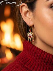 New Year Chinese Style Vintage Oil-Drop Goldfish Earrings For Women, Winter Personalized Tassel Ear Hooks Accessory - New Year Earrings - View 12