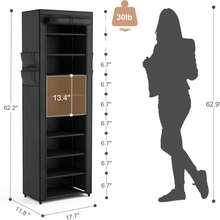 Vertical Shoe Rack With Protective Cover, 9-Tier Large Capacity Shoe Organizer With Side Pockets For Entryway, Home, And Small Apartment - View 5