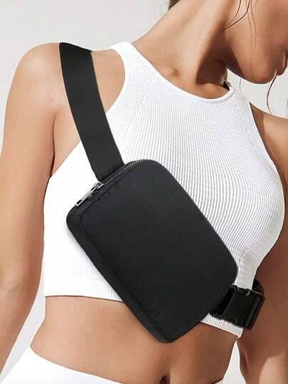 Sports Waist Bag/Crossbody Bag, Suitable For Running, Hiking, Cycling, Fitness And Other Sports, Fashion Casual Minimalist Style, Unisex, Suitable For Students. Mini Waist Bag With Adjustable Shoulder Strap, Unisex, One Shoulder Crossbody Bag, Holiday Gift Suitable For Outdoor Sports, Running, Travel, Black, College Style Waist Bag, Suitable For First Day Of School