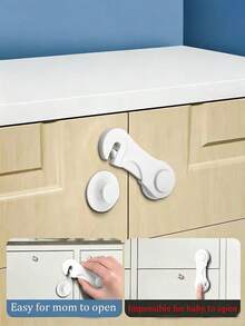 White Cabinet Door Lock - Suitable For Drawers, Cabinets, Refrigerators, Ovens, Wardrobes, Pantries - , Anti-Theft, Latch Lock - A - View 1