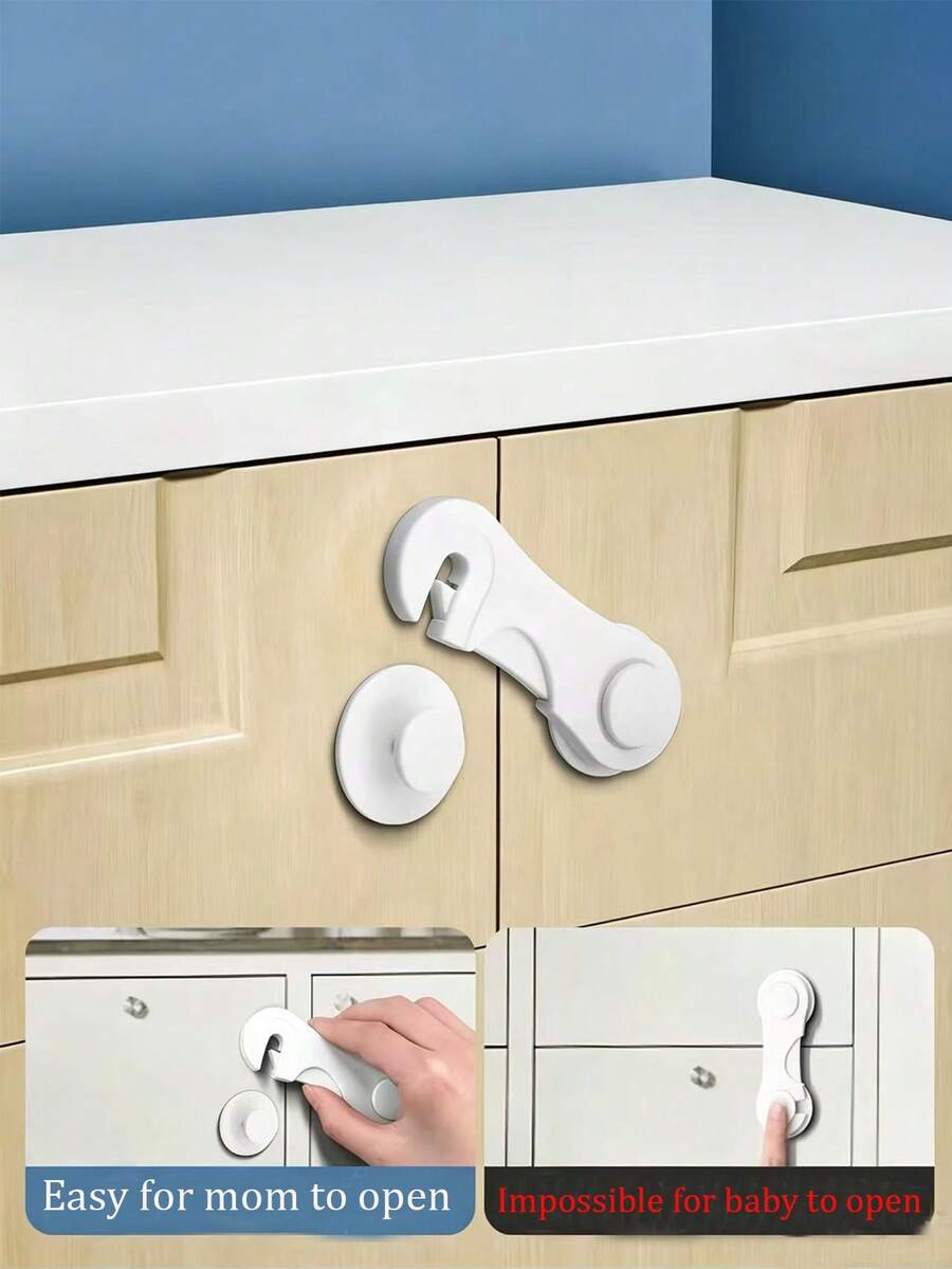 White Cabinet Door Lock - Suitable For Drawers, Cabinets, Refrigerators, Ovens, Wardrobes, Pantries - , Anti-Theft, Latch Lock - A - View 1