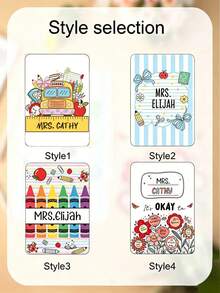 Customized Text Teacher Clipboard, Personalized Name Acrylic Clipboard, Cute Cartoon Floral Bow Print, Customized Name File Board, Back To School Teacher Appreciation Gift, Office And School Supplies - Multicolor - View 4