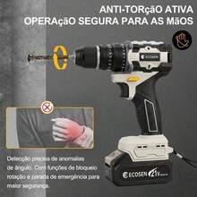 Furadeira Sem Escova 3 Funções 21V Kit Completo 2 Baterias Carregador Bivolt + Todos Acessórios - Entrada do Brasil (220V) - Visão 7