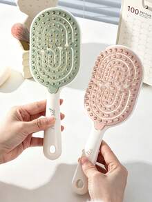 1pc Personalized Customized Comb, Massage Air Cushion Brush, Women's Volumizing High Crown Styling Comb, Hollow Detachable Self-Cleaning Comb, Fluffy Comb, Scalp Massage Comb, Rib Comb, Women's Long Hair Curly Hair Styling Comb, Large Curved Comb, Laser Engraved Name Logo Comb, Personalized Gift, Hair Styling Tool - Multicolor - View 7