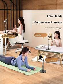 Adjustable Height Rotating Phone Stand Waterproof Abs Desktop Holder Suitable For All Models Used For Live Streaming Photography Video Recording For Office Room Decor Home Bedroom Back To School Dormitory Holiday Vacation Travel Essentials - Multicolor - View 4