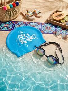 1 pieza Gorro de natación de silicona, impermeable & antideslizante, cómodo & transpirable, alta elasticidad, unisex, equipo de natación, esencial de playa, accesorio de playa, flotador de piscina - A - Ver 2