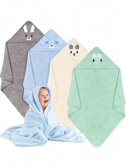 Baby Bath Towel - Suitable For Both Baby Boys And Girls; Ultra-Soft Microfiber Baby Bath Towel With Unique Animal Cartoon Design, A Must-Have For New
