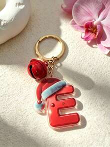 1pc The Acrylic Christmas Hat Paired With A Bell Design Keychain, The 26 Initials Of The Names Create A Festive Christmas Atmosphere - Bell - View 33