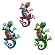 3pcs Bohemian Colorblock Gecko Acrylic Wall Decor Set, Lizard Wall Hanging Ornament For Patio, Entryway, Homestay - Gecko - View 8