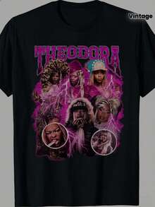 Último Estilo de Moda 2026: Camiseta de Algodón Negra Divertida Theodora Bootleg, Nueva y Popular, Ropa Estética, Ropa de Diseñador, Camisetas Vintage para Hombre, Camisetas Gráficas, Noveda - Negro - Ver 1