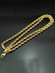 1pc Elegant Chain Necklace Men's Wedding Anniversary Accessory Gift - Gold - View 2