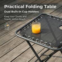 3 Pieces Zero Gravity Patio Furniture Set, 2 Adjustable Folding Recliner Lounge Chairs With Headrest + Foldable Side Table, Weather Resistant Outdoor Bistro Set For Backyard Lawn Pool Balcony - C - View 3