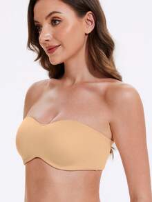 MELENECA Women's Strapless Bra For Large Bust Minimizer Unlined Bandeau With Underwire - Yellow - View 6