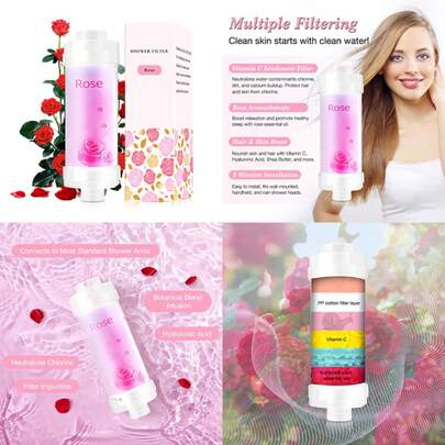 Vitamin C Shower Filter For Hard Water, Shower Head Filter To Chlorine Fluoride Sediment, Water Purifying Filtered Shower Head With Beads, Helps Dry Skin And Hair Loss, Easy Installation