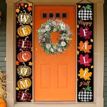 1 Pair/2pcs Autumn Porch Hanging Decor - Rustic Harvest Decoration, "Welcome Autumn" Banner, Suitable For Indoor And Outdoor Use, Thanksgiving - A - View 15