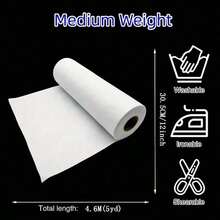 1 Roll, Iron-On Fusible Interfacing, For Sewing, Crafts, Quilting - 12 Inch*5 Yard - Non-Woven Iron-On Fusible Fleece, Single-Sided Adhesive Foam Stabilizer, White, For DIY Handbags, Home Decor - White - View 3