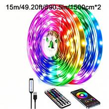 شريط إضاءة LED RGB بطول 100 قدم إضافي، إضاءة غرفة نوم ذكية مع جهاز تحكم عن بعد ب- 44 مفتاح وطاقة USB، مناسب لغرفة النوم وغرفة المعيشة والمطبخ والحفلات والزفاف وديكور المنزل وديكور غرفة الألعاب وزينة الهالوين والكريسماس - ميني-44K-B - مشاهدة 4