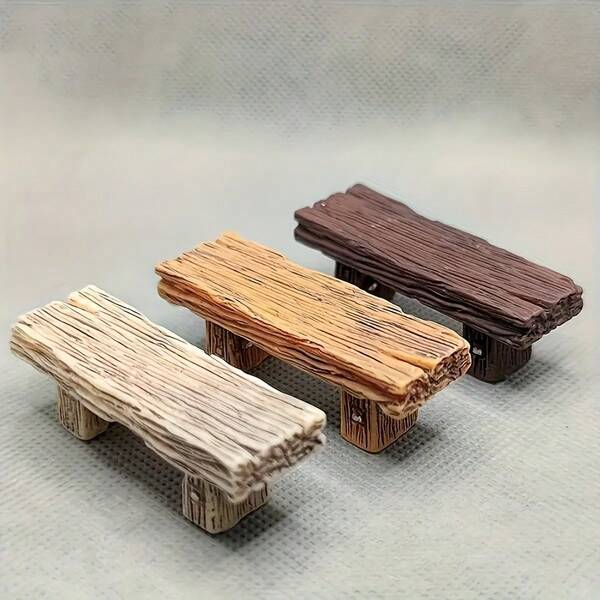 Random 2pcs Solid Wood Double Stool Moss Succulent Micro Landscape Couple Decor Gift Material Resin Vintage Craft Nostalgic Country Pastoral Antique Distressed Color, Christmas, Halloween Decoration And Autumn Home Decor Collectible, Photography Prop, Dollhouse Decoration, DIY Dollhouse Scene, Doll Furniture