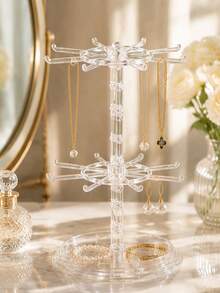 1pc 2/3 Layer Rotating 16-Hook Storage Rack, Adjustable Lower Layer Spacing Keychain Display Stand, Multi-Layer Entryway Storage Rack, Suitable For Keys, Glasses, Jewelry, Small Accessories, Convenient Home Entryway Storage Rack - Multicolor - View 3
