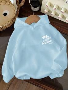Tween Girl Fun Print Pullover Sweatshirt, Warm And Comfortable Thermal-Lined Pullover Sweatshirt For Autumn/Winter - Baby Blue - View 4