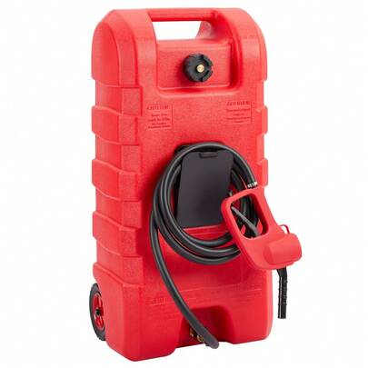 15 Gallon Portable Heavy-Duty Fuel Caddy With Wheels, Manual Siphon Pump And 10ft Hose.  Gasoline Storage Tank For Cars, Boats & Lawn Mowers, Multiple Colors Available.
