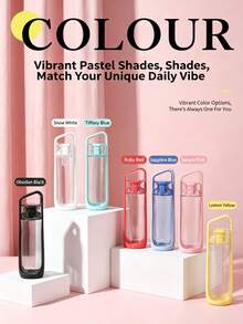 Kor Dual Use Water Bottle With Straw Portable Square Clear Water Cup Dual Drinking Modes Leakproof Travel Sports Drinking Bottle For Girls - 黃色 - 查看 7