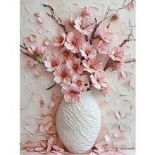 Frameless Diamond Painting, 5D DIY Fresh And Simple Digital Printing, Paired With Pink Flower Decoration, Suitable For Bedroom, Living Room, And Decoration. - round diamond - View 1