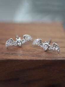 1 Pair Vintage Cubic Zirconia Stud Earrings, Women's Party Jewelry, Halloween Gift - 1# - View 3