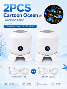 Type-C USB Marine Animal Night Light, Rainbow Rotating Lamp For Cozy Room Vibes - Multi-color light - View 14