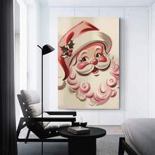 1pc 1950s Vintage Santa Claus Pattern, Printable Art Print, Vintage Christmas Decor, Retro Style Santa Claus Design, Home Decor Christmas Party Wall Decoration - Cartoon - View 3