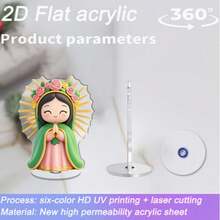 1/2件裝 旋轉式壓克力桌面裝飾品，瓜達露佩聖母西班牙宗教圖標，聖誕節禱告室雕像，西班牙天主教節日裝飾禮品，2D聖誕裝飾 - 旋轉擺件 - 查看 5