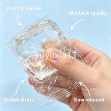 1pc Transparent Realistic Ice Cube Slow Rebound Soft Rubber Toy, One Size, Sent At Random, Realistic Ice Texture, Slow Rebound Squeeze Stress Relief Toy, Crystal Jelly Shaped Soft Rubber Decor, Portable Office Desk Anxiety Relief Sensory Toy, Independent OPP Bag Packaging, Suitable For Holiday Party Gifts - White - View 8