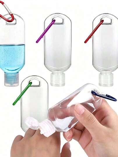 1~20 buah Botol Gantungan Kunci Bening 50ml (1,7oz) dengan Tutup Flip, Ukuran Ringkas untuk Perjalanan, Cocok untuk Pembersih Tangan, Sampo, Sabun Mandi, Losion, dll., Ideal untuk Dekorasi Kamar Mandi Rumah, Dekorasi Musim Gugur, dan Musim Kembali ke Sekolah