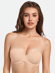 MELENECA Heavy Padded Push Up With Lift Multiway Underwire Strapless Bra For Women - Apricot - View 4