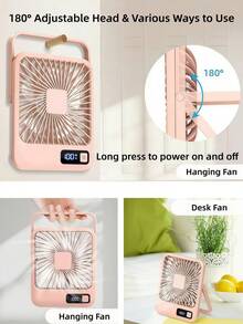 1PC 5-Speed 180° Foldable Desk Fan, Desktop & Hanging Dual Use, Quiet USB Rechargeable, Multi-Angle Airflow For Home, Office & Outdoor - Multicolor - View 6