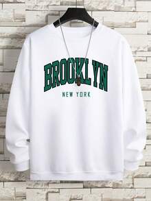 Manfinity Dauomo Men's Letter Pattern Warm Lined Sweatshirt,Autumn And Winter - 白色 - 查看 8