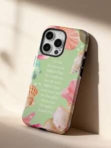 1pc Gentle Healing Scripture Slogan Flower Shell Starfish Pattern Design, Phone 17 Pro Max Phone Case, Compatible With Phone 16 Pro Max, 15 Pro Max, 14 Pro Max, High-End Fashionable & Interesting Phone Case, Compatible With 11/12/13/14/15/16 Pro Max Plus, Elegant Design Suitable For Men And Women, Perfect Gift For Friends, Besties On Holidays, Birthdays, Daily, Anniversaries! - Multicolor - View 2