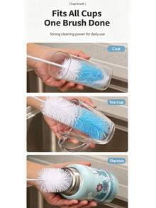1pc Long Handle Bottle Brush, 360° Dense Soft Bristle Cup Brush, Suitable For Water Bottles, Tea Cups, Easy Hanging Design - Multicolor - View 7
