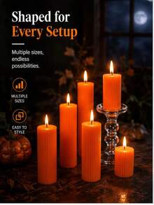 1pc Dark Orange Cylindrical Scented Candle, Diameter 1.97 Inches (1.97-7.87 Inches Optional), Suitable For Atmosphere Creation, Home Decor, Party, Table Setting, Desk Decoration, Halloween, Halloween Decor, Halloween Gift - Multiple Specifications - View 4