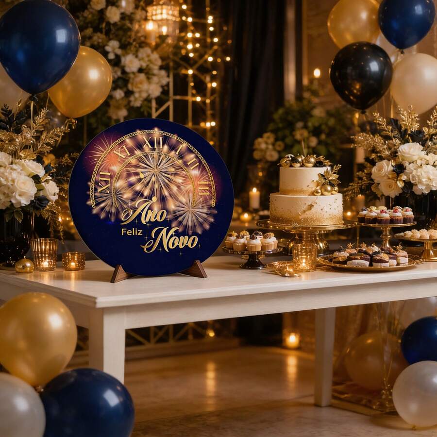 Decorative Panel And Cylinder Covers For Happy New Year Theme Parties With Elastic - 50x50 新年桌布 025 - 查看 1