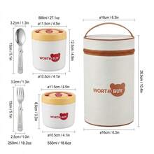 1pc/Set Portable 304 Stainless Steel Thermal Insulated Lunch Box With Handle, Leak Proof Fruit Salad Food Storage Container, Dishwasher & Microwave Allowable,Suitable For Student Adult Use In School, Office,Picnic, Travel, Back To School - Multicolor - View 39