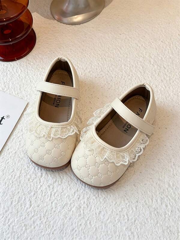 1 Pair Beige Cute Fashion Spotted Design + Massage Sole Design, Soft Bottom Non-Slip Flat Baby Shoes Children Shoes, Suitable For Spring Summer Autumn Winter