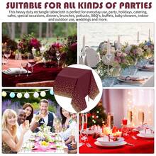 1/3/6/10pcs Polka Dot Disposable Tablecloth, 54 X 108 Inch Waterproof Plastic Tablecloth, White Background With Gold Polka Dot Rectangular Table Cover, Suitable For Picnic, Birthday, Party, Back To School - Gold Dots On Burgundy Background - View 8