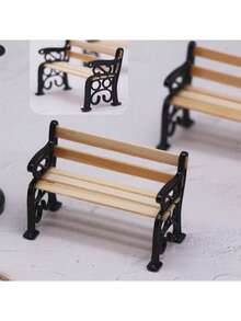 Miniature Park Bench Model, Mini Garden Accessories, Mini Garden Scene Decor Elements, Exquisite Craftsmanship, Mini Home Decor, Gift Collection For Enthusiasts And Hobbyists, Christmas, Halloween - Multiple Styles - View 7