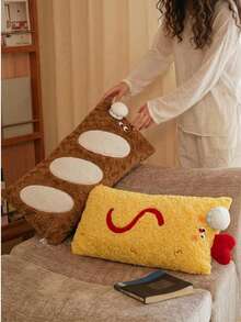 Realistic Baking Pastry Plush Pillow, Textured Curly Faux Fur Bread Surface, Detachable Cartoon Shrimp Decoration, Dual Color Dual Style Options, High Elasticity Fully Filled, Unique Kitchen Decor Fun Creative Gift - Multicolor - View 11
