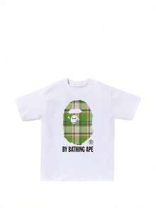 Ape Head Graphic Tee,Camiseta con Estampado de Cabeza de Simio, Corte Holgado y Extragrande, Cuello Redondo de Algodón Puro, Camiseta Básica Unisex de Verano - Blanco - Ver 10
