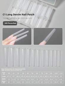 240Pcs Clear Full Cover Oval Cowboy Nail Tips Water Pipe Fake Nails Boxed False Nail Patches For Manicure - 彩色 - 查看 8